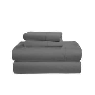 Imagem de LANE LINEN Jogo de cama Queen luxuoso 100% algodão egípcio, resistente ao desbotamento, sem bolinhas, naturalmente resfriado, macio e confortável, lençóis de cetim macio e confortável - cinza carvão