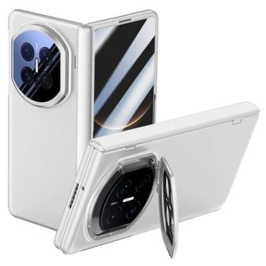 Imagem de POYUFRG Capa fosca para Huawei Mate X7, tela de vidro temperado HD, proteção com tudo incluído, capa com suporte de lente de metal, branca, Mate X7