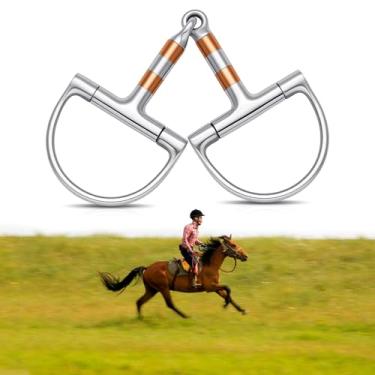 Imagem de Otoolling Anel de aço inoxidável de 12,7 cm para snaffle, boca de snaffle, broca de cavalo suave com rolo de cobre para treinamento, equitação ocidental e inglesa