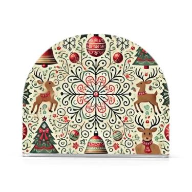 Imagem de Porta-guardanapos bege alegre de Natal, 1 pacote de porta-guardanapos de coquetel, porta-guardanapos de acrílico para banheiro