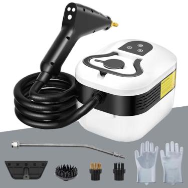 Imagem de Hombasing Limpador A Vapor De 2500 W Para Uso Doméstico, Cabo Ajustável 6 Velocidades, 1,2 L, Portátil, Carro, Cozinha, Móveis, Piso, Máquina Alta Pressão Com 4 Cabeças Escova, Branco