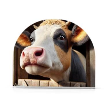 Imagem de Porta-guardanapos marrons Curious Cow Barn para mesa, 1 pacote de porta-guardanapos de coquetel, porta-guardanapos de acrílico