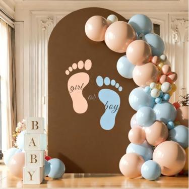 Imagem de Capa de fundo de arco marrom de 2,5 m – Capas de poliéster com suporte de arco de casamento de topo redondo Chiara para decoração de fundo de festa de aniversário, banquete, foto