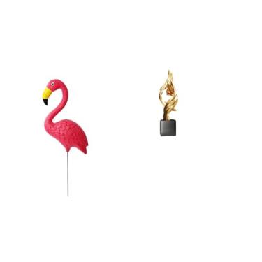 Imagem de Whtkoph Escultura de Flamingo em Resina para Jardim de Fadas, Ideal para Festas E Primavera. Estátua Decorativa Abstrata, Ornamento para Casa, Escritório E Me