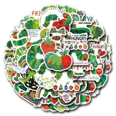 Imagem de 55 peças Adesivos de lagarta com fome para crianças, decalque de vinil à prova d'água para garrafa de água, laptop, brinquedo, adesivo, para decoração de bricolage, para-choque, telefone, capacete