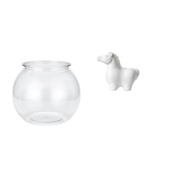 Imagem de Whtkoph Vaso Transparente em Formato de Aquário com Uma Estatueta de Cavalo. Ornamento Decorativo para Quarto, Sala de Estar, Escritório Ou Mesa.