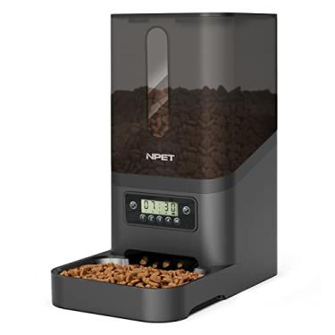 Imagem de NPET Alimentador Automático para Animais de Estimação, Dispensador de Comida para Cães e Gatos 6L para Animais de Estimação Pequenos e Médios, Alimentador Automático para Cães com Temporizador Programável (Preto)