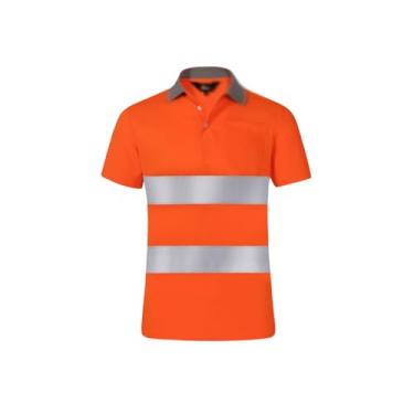 Imagem de Camiseta de trabalho reflexiva de alta visibilidade, blusa de manga curta de secagem rápida para trabalho noturno, camiseta de trabalho durável de proteção (laranja, grande)