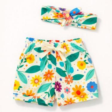 Imagem de Shorts com Faixinha Minimalista para Bebês até 12 Meses Cor:folhaTaman