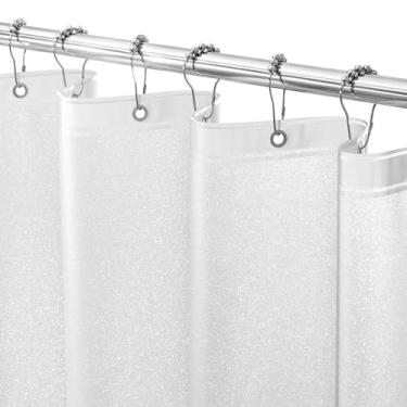 Imagem de Seenus Cortina de chuveiro Dreamy Pink Glitter PEVA extralonga 78 comprimento, forro de cortina de chuveiro de plástico brilhante à prova d'água com 3 ímãs grandes, cortina de chuveiro rosa brilhante