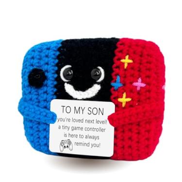 Imagem de Kihraw Crochet Game Controller Son Gifts from Mom Dad, Cute Handmade Crochet Game Controller Decor with Warm Words Card for Birthday Graduation Gifts for Son