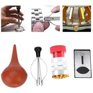 Imagem de Cryfokt Conjunto de Ferramentas de Reparo Durável para Removedor de Cristal de Relógio para Relojoeiros e Trabalhadores, Construção de Metal para Instalação Segura e Remoção de Cristais, para Remoção de Poeira do Interior do Relógio