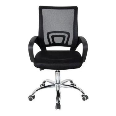 Imagem de Cadeira De Escritório Giratória Preta C/ Rodinhas Executiva Super Resi