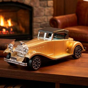 Imagem de Carro Miniatura Antigo Clássico Fricção Colecionável Dourado