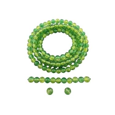 Imagem de DandS ltd Contas de vidro Crackle Lampwork para fabricação de joias, verde, pulseiras vibrantes, colares, suprimentos de miçangas e kits de artesanato para joias artesanais, 80 peças de 10 mm, #J253