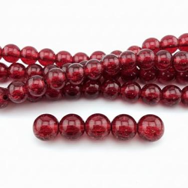 Imagem de DandS ltd Contas de vidro Crackle Lampwork para fabricação de joias, vermelho rubi, pulseiras vibrantes, colares, brincos, suprimentos de miçangas e kits de artesanato para joias artesanais, 80 peças