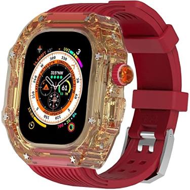 Imagem de GANYUU Kit moderno masculino de capa transparente de 49 mm, para Apple Watch série 8 de 45 mm, capa de policarbonato rígido de substituição, estilo Rm, acessórios de relógio, para relógio série 7 de