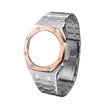 Imagem de SAAWEE GA2100/2110 acessórios de substituição de pulseira de bisel de metal, a pulseira masculina de aço inoxidável de terceira geração é adequada para retrofit e atualização GA2100/2110 (Cor: Rosa
