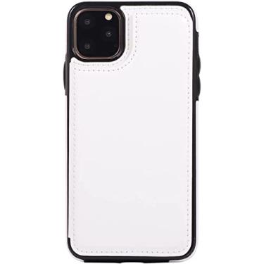 Imagem de KKFAUS Capa para Iphone11/11 Pro/11 Pro Max, capa de couro PU de luxo com slots para cartão, capa traseira carteira macia durável (cor: branco, tamanho: 11pro max 16,5 cm)