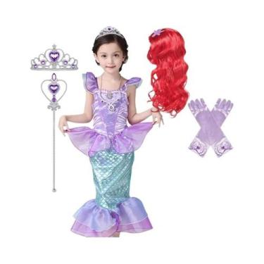 Imagem de Fantasia De Princesa Ariel Para Meninas, Vestido De Cosplay Da Disney 