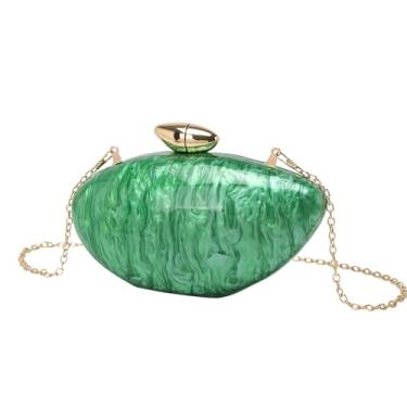 Imagem de KAPPDE Bolsa de ombro feminina fashion Trend Acrílico Clutch Oval com corrente, Verde, One Size
