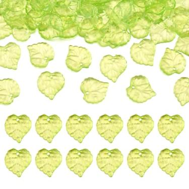 Imagem de Pingentes de folha de acrílico transparente verde fosco 50 g pingentes de contas para artesanato de primavera DIY colar grosso joias brincos pulseira acessórios para fabricação de joias 35,5 x 25,5 x