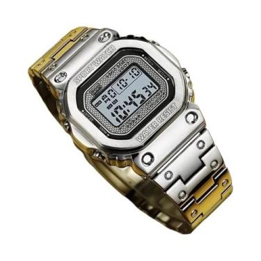 Imagem de Relógio Digital Masculino Estiloso Coreano Hip-Hop Com Pulseira De Aço