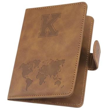 Imagem de ILIYAH Porta-passaporte personalizado – Capa para passaporte com bloqueio RFID, acessório essencial de viagem unissex, Marrom K, 11*1*15cm, Casual