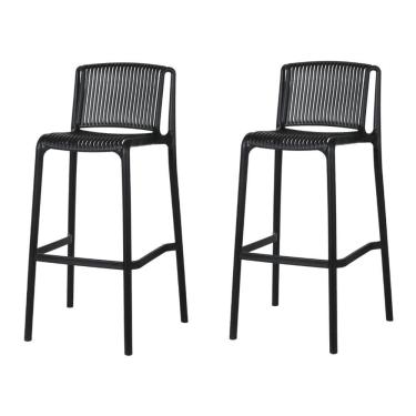 Imagem de Kit 2 Banquetas Empilhável Floripa Fratini 100 cm (Altura) em Polipropileno Cor Preto