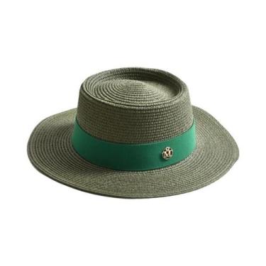 Imagem de Chapéu De Sol De Palha Feminino De Verão Com Aba Reta E Laço, Boné De 