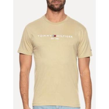 Imagem de Camiseta Tommy Hilfiger Masculina Light Core Logo Tee Cáqui Médio-Masculino