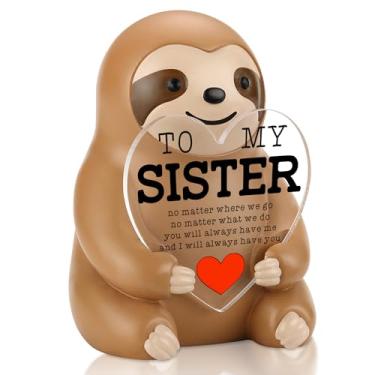 Imagem de CINRLLA Presente de irmã estatueta de preguiça para mulheres meninas, lindo presente de apreciação de decoração de mesa de irmã ou irmão, presente de incentivo de aniversário de formatura, estátua de