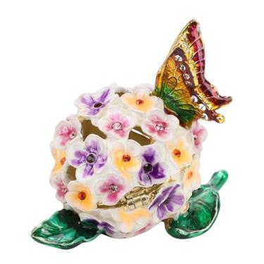 Imagem de KUIDAMOS Caixa de Joias Borboleta Esmaltada Floral, Elegante, Organizador de Armazenamento para Anéis, Brincos, Pequenos Acessórios para Penteadeira ou Penteadeira