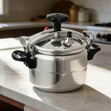Imagem de Panela de pressão de alumínio com válvula de liberação de segurança, 11,62 litros (3L-15L) - Sistema de bloqueio seguro para fogões a gás e indução, vários recursos de segurança para cozinhar