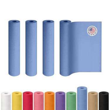 Imagem de Rolo de papel kraft azul de 45,7 cm x 3048 cm, pacote com 4 - Papel artesanal de qualidade feito nos EUA para embrulho de presente, artes e artesanato infantil, projetos escolares - 100% reciclado