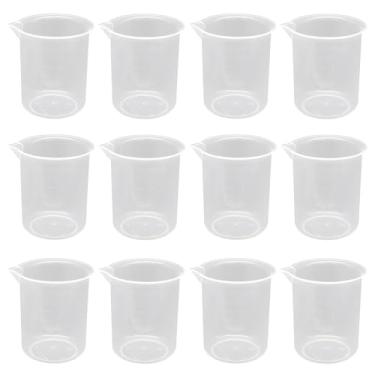 Imagem de Waziaqoc Copo de plástico graduado de 200 ml (pacote com 12), copo medidor de PP transparente para laboratório de cozinha