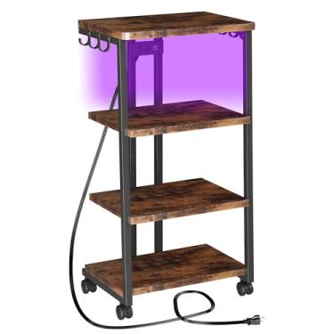 Imagem de Homeiju Console de mídia inteligente com luzes RGB controladas por aplicativo, centro de entretenimento de madeira para jogos e TV, armazenamento para PS5/Xbox/estéreo e organizador de DVD