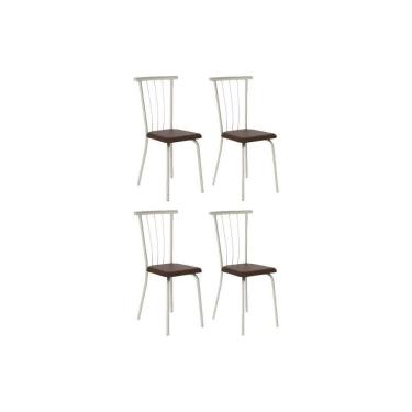 Imagem de Cadeira De Cozinha 154 Aço Kit 4 Uni Prata/corano Cacau - Carraro