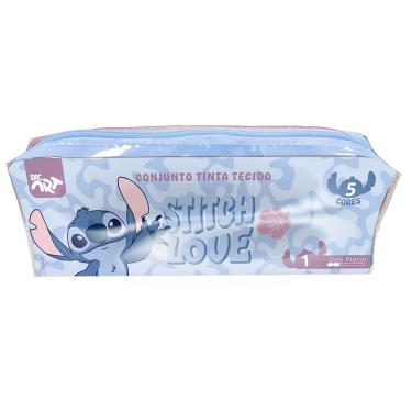 Imagem de Estojo C/ Tintas Tecido 5 Cores + Pincel Stitch Love Dac