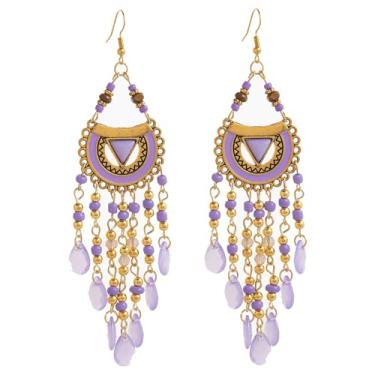 Imagem de fxmimior Brincos femininos com contas boêmias, étnico, esmaltado, lágrima, lustre para festa, formatura, casamento, Natal, Medium, Metal, Liga metálica.