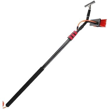 Imagem de Escova de limpeza ao ar livre, escova telescópica alimentada por água com rodo, painel solar de limpeza de liga de alumínio (5,4 m/17,7 pés)