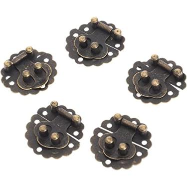 Imagem de Fecho de fivela retrô antigo, fecho de olhal, 10 peças, vintage, decorativo, joia, presente, mala de madeira, fivela, trava de porta, gancho redondo, caixa decorativa + botão de parafusos