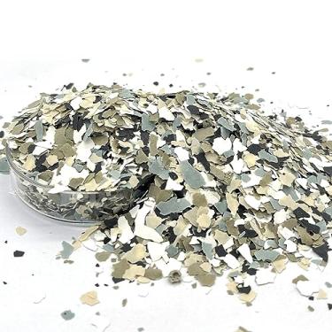 Imagem de Huixiang Chips coloridos decorativos de 1200 g para piso de epóxi - Kit de tinta, flocos de garagem, lascas de tinta para revestimento epóxi (branco claro, 1)