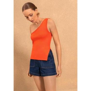 Imagem de Blusa De Um Ombro Só Justa Em Malha Canelada Responsável-Feminino