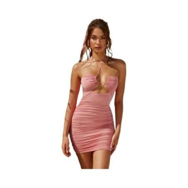 Imagem de Europeu e americano feminino 2024 verão novo vestido halter moda sexy 