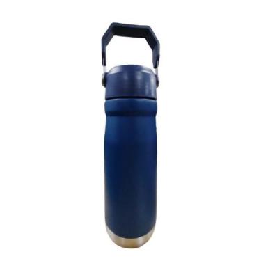 Imagem de Garrafa Térmica 650 ML Parede Dupla Em Inox e Bico Flip C/ Canudo - Se