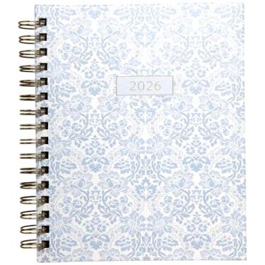 Imagem de WORLD TRAVELER Agenda 2026 semanal e mensal - 19 cm x 21 cm capa dura janeiro dezembro espiral agenda diária 2026 lista de tarefas, tamanho 17 x 21 cm, azul floral