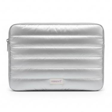 Imagem de Capa Puffer Acolchoada para Notebook 14 Polegadas, Impermeável, Zíper Resistente, Design Moderno, 34x24x2,5 cm. - Florie (Prata)