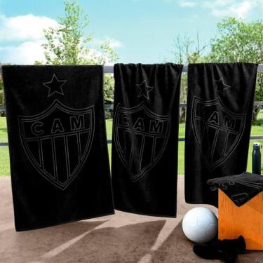 Imagem de Toalha Banho Aveludada Atletico MG 70x140cm Buettner, Preto