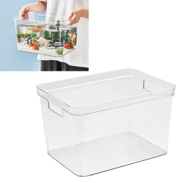 Imagem de aqxreight Aquário Transparente Sem Moldura Visibilidade de 360 ​​graus Decoração DIY Aquário Transparente Sem Aro Com Alça para Luz Doméstica Luxo Alto Tetragonum Grande é de Design (C 122x91cm /